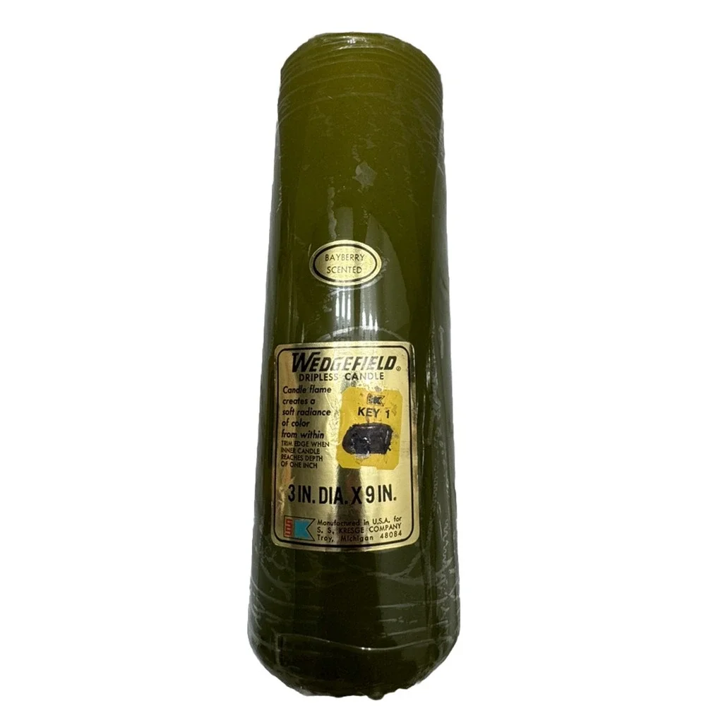 Vtg Wedgefield Candle Retro 60s 70s Green 3